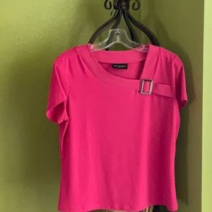 💖Bay Studio Career hot pink short sleeve top with buckle